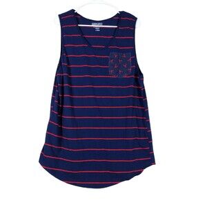 Carbon Womens Size XL Tank Blue Longer Length Stretch Lobster Pocket Striped